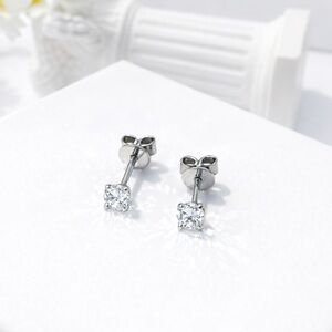 A pair tiny solitaire moissanite silver stud earrings-0.2ct & 0.2ct - EM012-BB